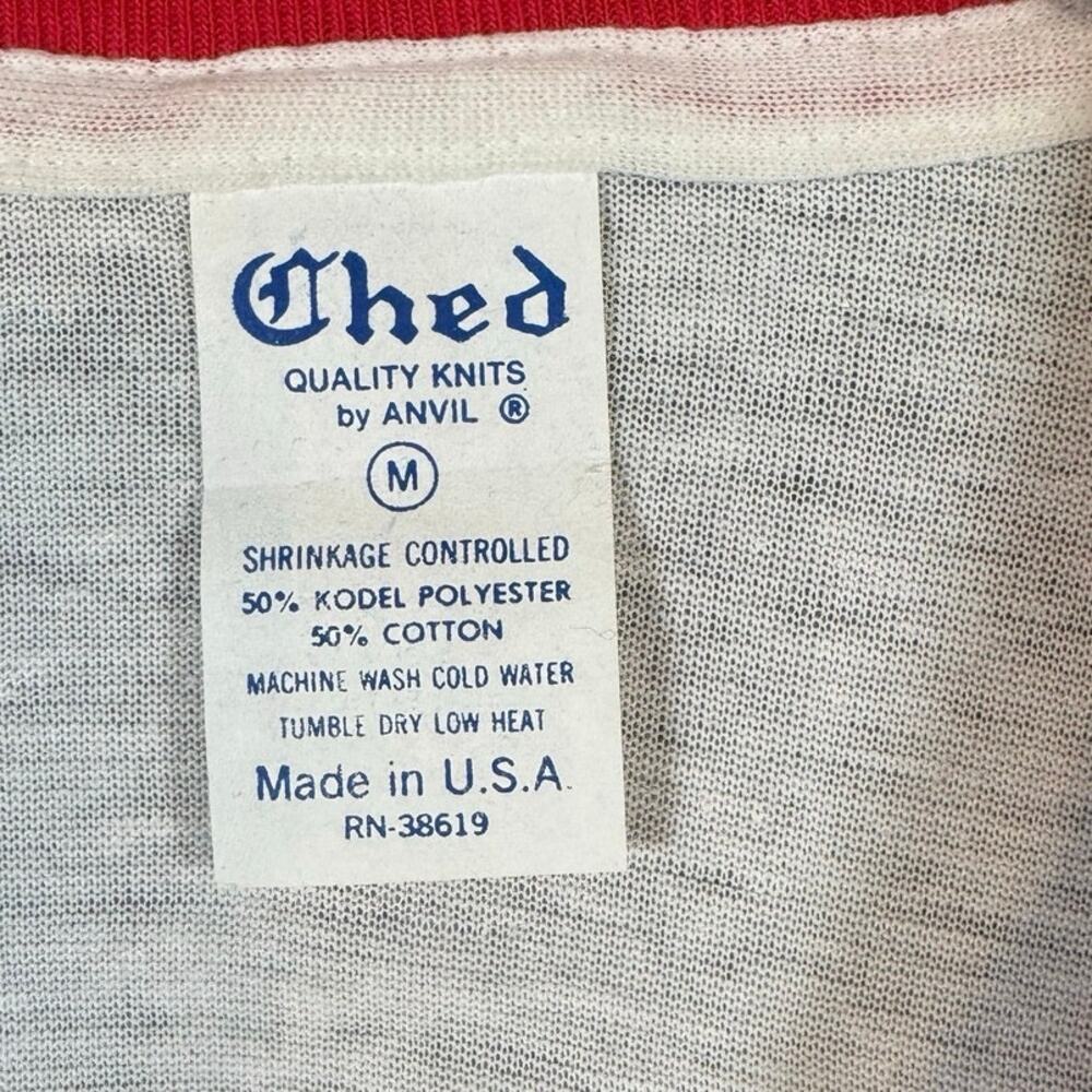 Nos Vtg 70s Ched Seagram’s Gin Red Barron Promotional Ringer T Shirt Med Wht/Red View 5